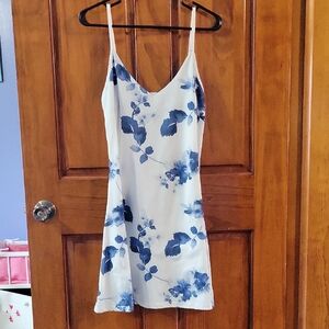 Floral Slip Dress with Blue Pattern